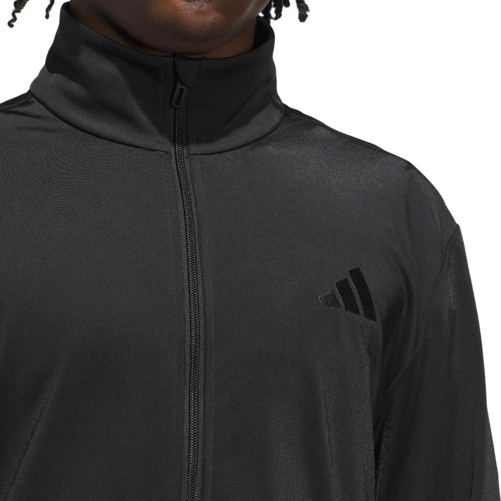 Adidas Men's XXL Tricot Track Jacket Black Full Zip Stand Collar Lightweight NWT